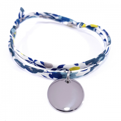 bracelet liberty mimosa et médaille argent ronde à graver