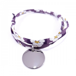 bracelet liberty violet et médaille en argent personnalisable