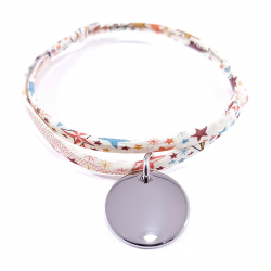 bracelet liberty multicolore et médaille en argent ronde