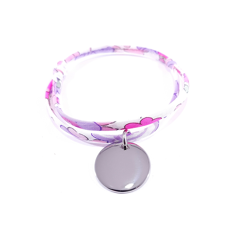 bracelet liberty rose et médaille personnalisable en argent bracelet liberty rose et médaille personnalisable en argent