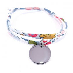 bracelet liberty fleurs et médaille argent ronde