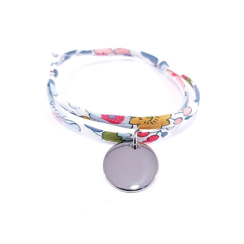 bracelet liberty fleurs et médaille argent ronde bracelet liberty fleurs et médaille argent ronde