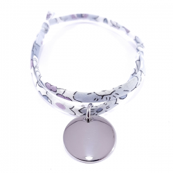 bracelet liberty gris et médaille ronde en argent massif