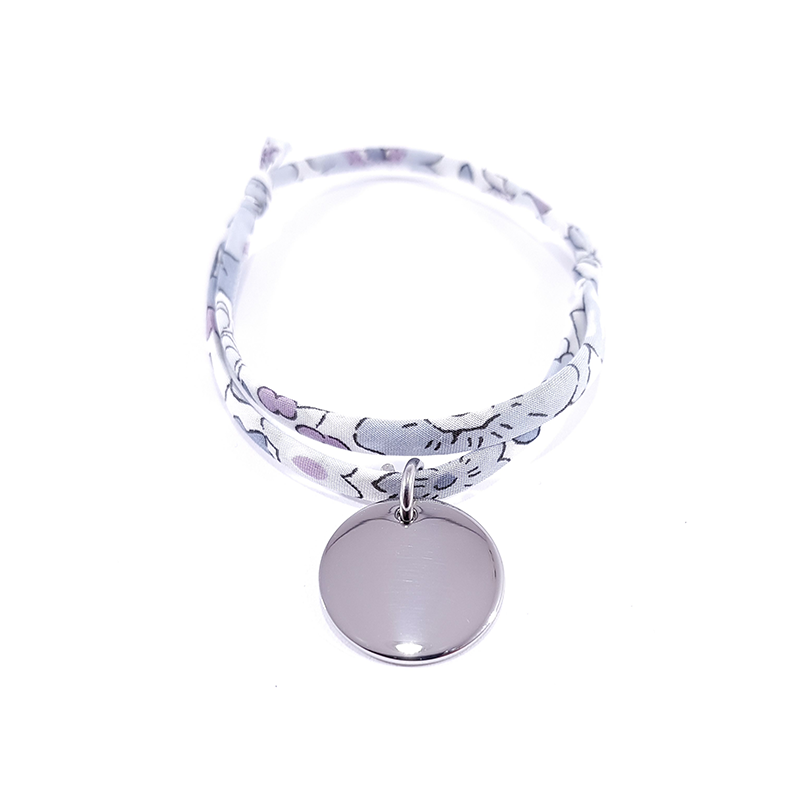 bracelet liberty gris et médaille ronde en argent massif bracelet liberty gris et médaille ronde en argent massif