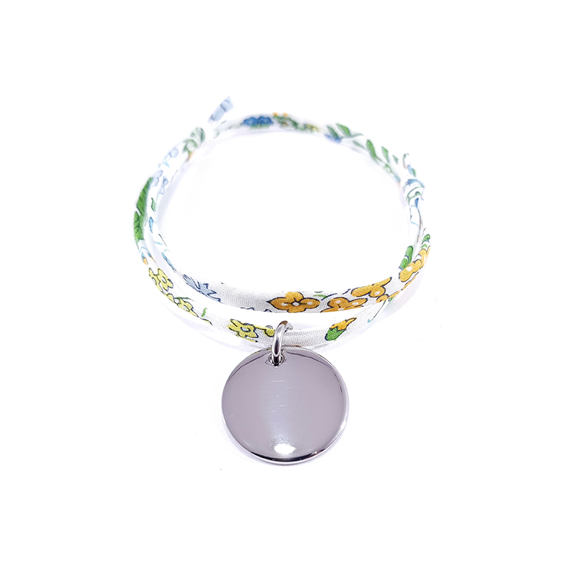 bracelet liberty capucine et médaille en argent de forme ronde bracelet liberty capucine et médaille en argent de forme ronde