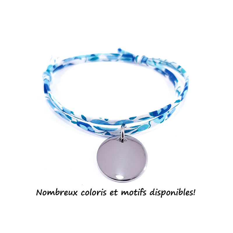 bracelet liberty personnalisable et médaille ronde en argent 925