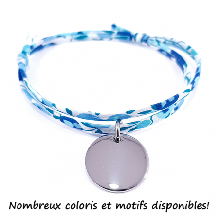 bracelet liberty personnalisable et médaille ronde en argent 925