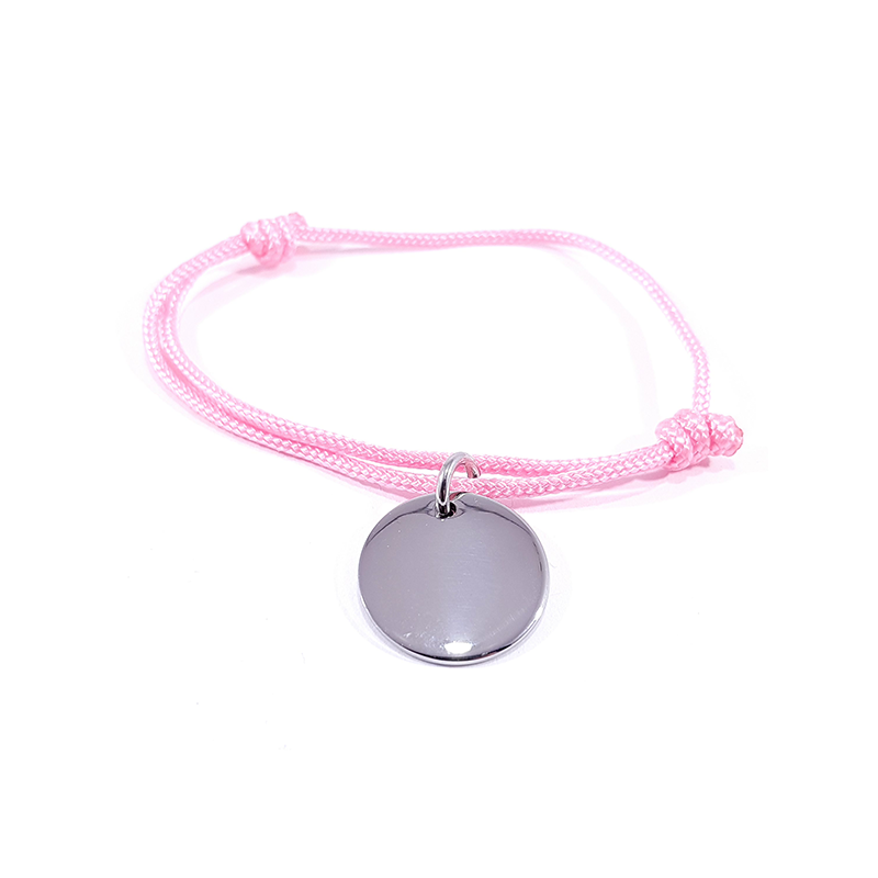 Bracelet personnalisé cordon rose bonbon