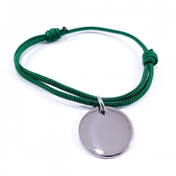 bracelet cordon vert et médaille ronde