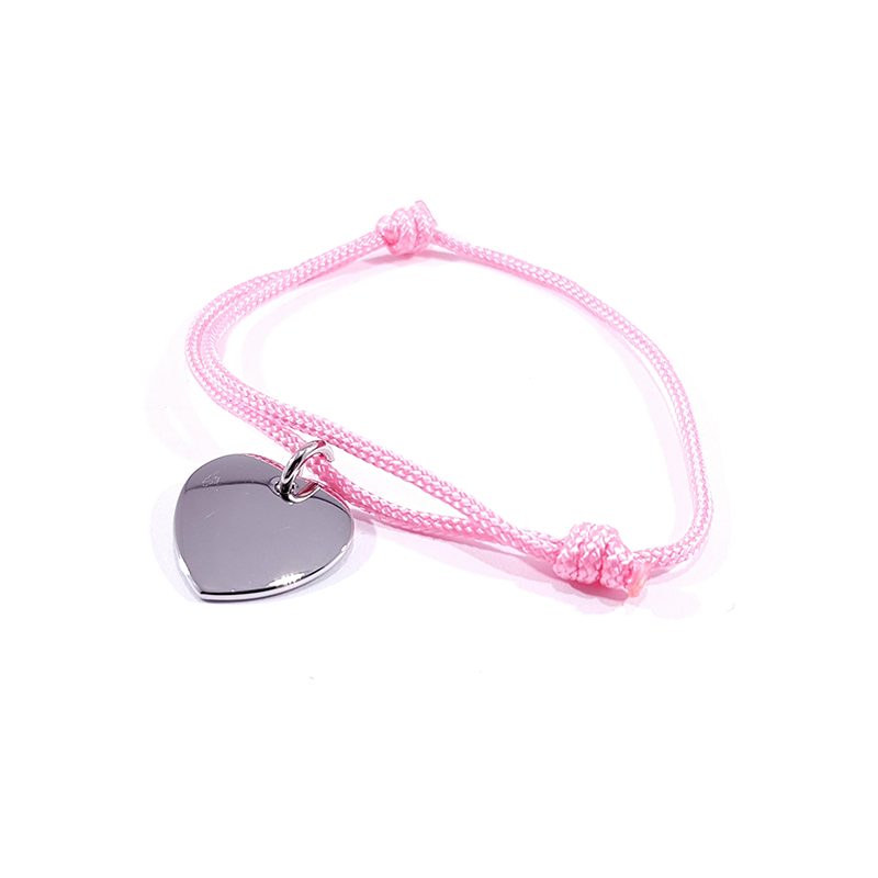 bracelet personnalisé en cordon tressé rose