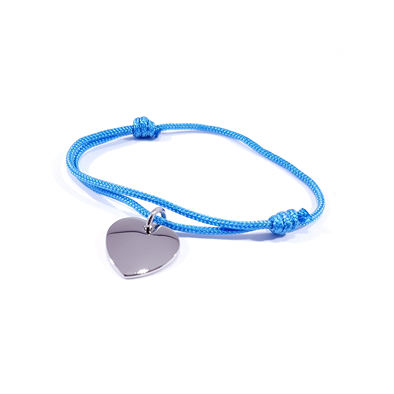 Bracelet cordon bleu médaille argent à graver Bracelet cordon bleu médaille argent à graver