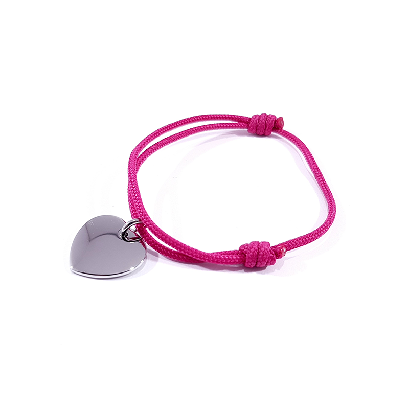 cordon fuchsia cœur argent cordon fuchsia cœur argent