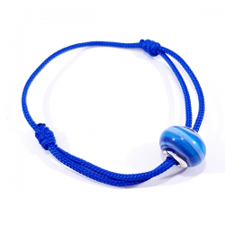 bracelet cordon bleu murano bleu zébré violet et blanc