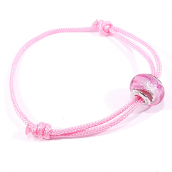 bracelet cordon rose et perle de murano rose