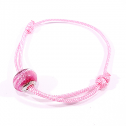 bracelet tressé rose bonbon et charm urano rose argenté