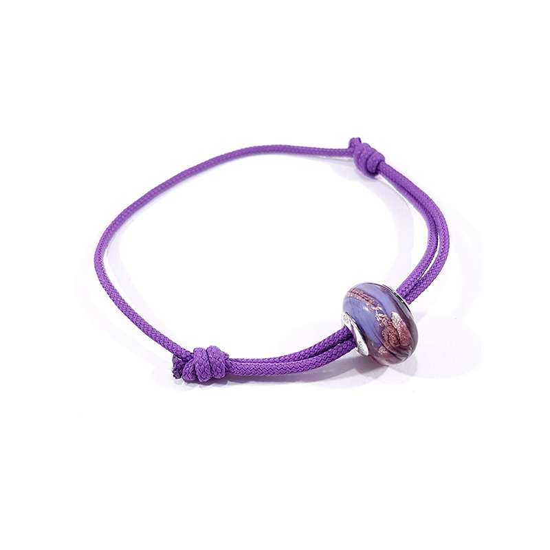 bracelet cordon murano mauve lilas