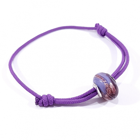 bracelet cordon murano mauve lilas