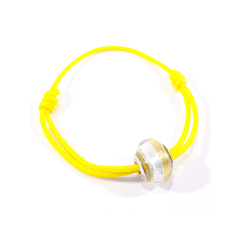 bracelet cordon jaune canari et perle jaune