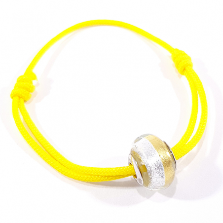 bracelet cordon jaune canari et perle jaune