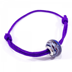 bracelet cordon tressé violet murano violet zébré