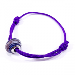 bracelet cordon tressé violet charm murano violet et blanc