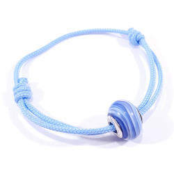 bracelet cordon bleu bébé perle de murano bleu zébré blanc rose