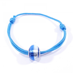 bracelet murano cordon bleu polaire charm bleu et gris