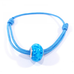 bracelet coulissant bleu et perle bleue