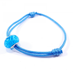 perle en verre de murano sur bracelet cordon bleu polaire