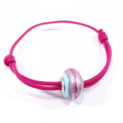 bracelet coulissant fuchsia et perle assortie