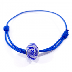 perle en verre de murano sur bracelet cordon bleu