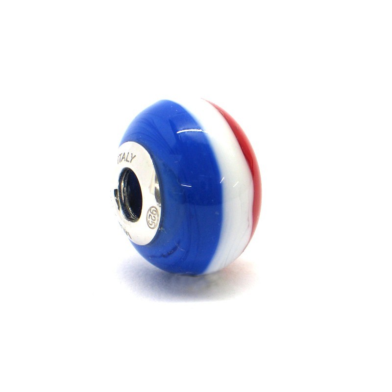 Charm murano bleu blanc rouge