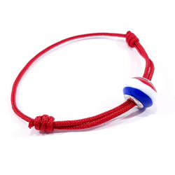 Bracelet cordon rouge et perle de murano tricolore