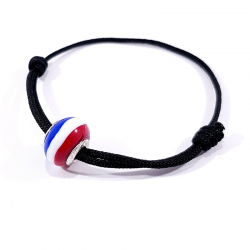 bracelet cordon noir et perle en verre de murano tricolore