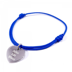 bracelet avec médaille cœur acier Allez les bleus