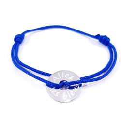 bracelet bleu jeton allez les bleus en argent