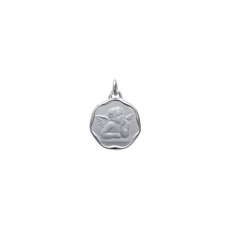 médaille ronde ange fantaisie en argent massif 925