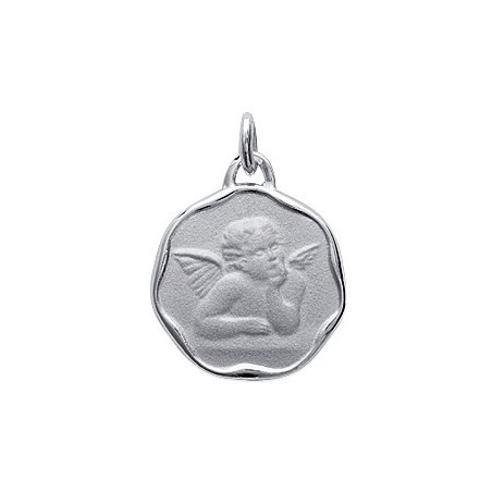 médaille ronde ange fantaisie en argent massif 925