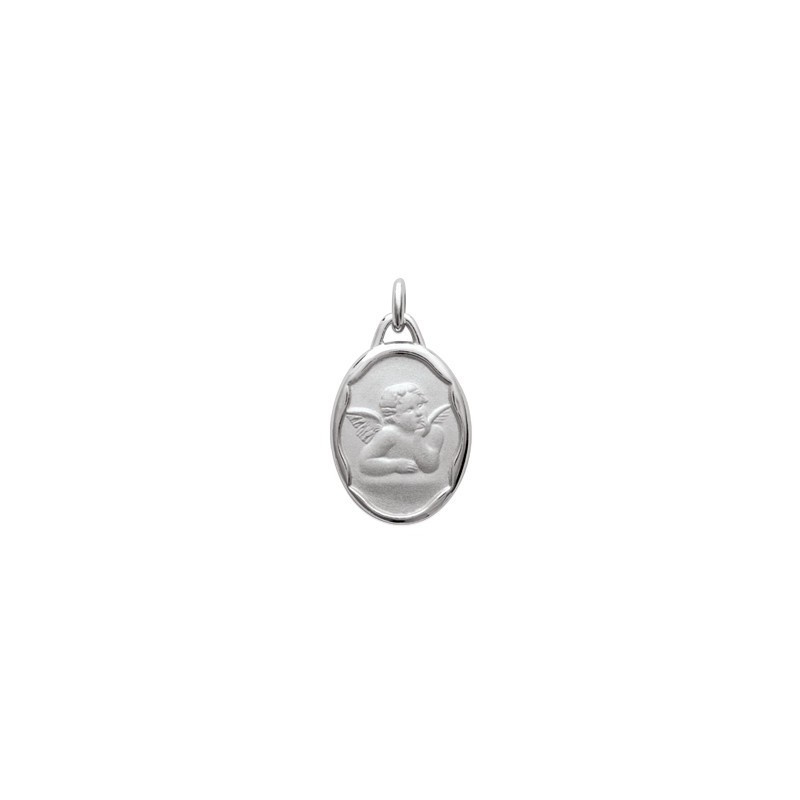 médaille ange ovale fantaisie en argent