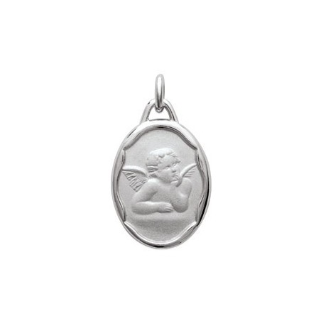 médaille ange ovale fantaisie en argent