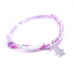 bracelet liberty fluo rose et silhouette fille argent