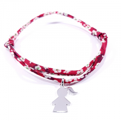 liberty rouge et pendentif petite fille argent