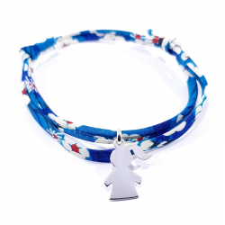 pendentif fille argent sur liberty bleu