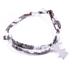 bracelet liberty gris marron et motif fille en argent