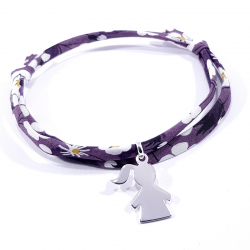 bracelet violet et pendentif petite fille argent