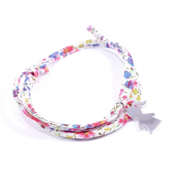 bracelet liberty multicolore fleurs et pendentif argent fille