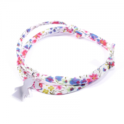 bracelet fleurs multicolores et pendentif fille argent