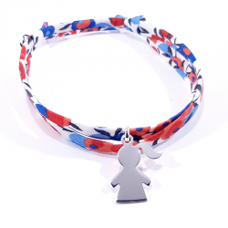 bracelet bleu blanc rouge et pendentif argent fille