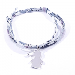 bracelet liberty gris et pendentif silhouette argent