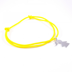 bracelet cordon jaune et motif fille argent